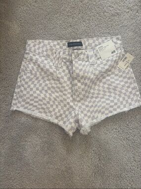 Aeropostale Women's Lavender and White Checkerboard High-Rise Jean Shorts